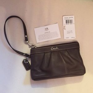 Coach brown leather wristlet
